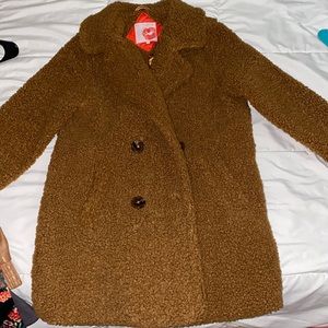 Teddy bear jacket pea coat style. Never worn very soft